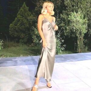 Zara Women’s Camisole Satin Slip Dress Taupe Size XS Gown Maxi Dress